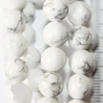 

Genuine White Howlite Beads - Round 8 mm Gemstone Beads - Full Strand 16", 46 beads, AA-Quality, Item 1