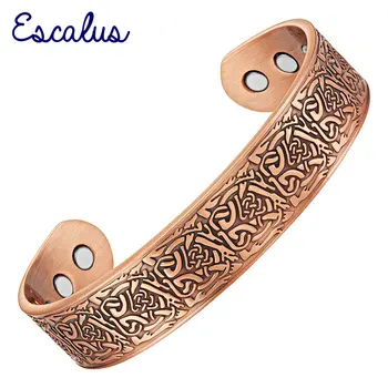 

Escalus Vintage Antique Copper Plating Men Magnetic Bangle Powerful Healing Copper Bracelet Fashion Male Wristband Charm