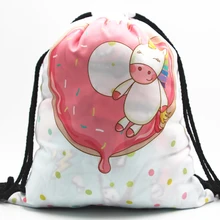 30 шт./лот Сумки на шнурке с 3D принтом милые животные пончики узор женские школьные сумки дорожные сумки портативный пляжный чехол