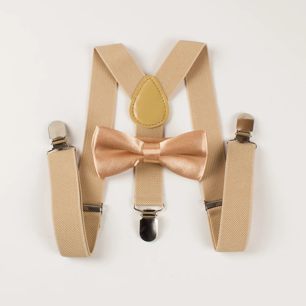 

Children Solid Color Suspenders Bowtie Set Y Shape 3 Clip-on Elastic Suspender for Boys Belts Straps Grils Braces Tie Gifts