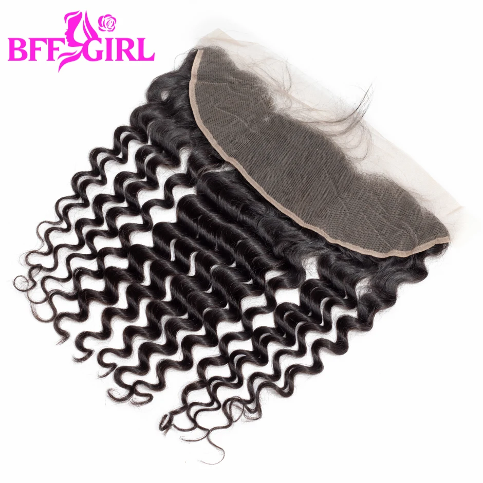 BFF GIRL Loose Deep Wave Frontal Ear to Ear 13*4 Lace Frontal Closure With Baby Hair Natural Color Remy Human Hair Frontal