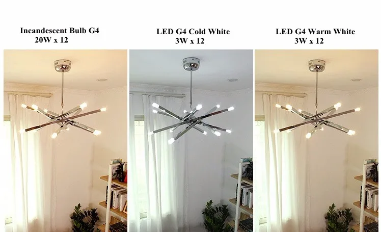 12 Lights Modern Chrome Rod Star Stainless Steel Pendant Lamp Ceiling Hanging Fixture for Home Office Living Room Shop Decor (12)