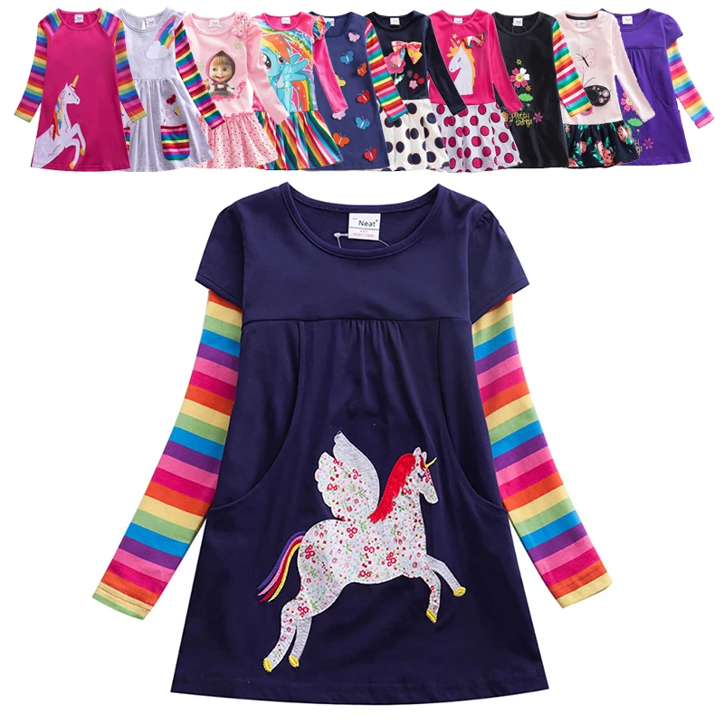 

Kids Girls Dress Baby Children Toddler Princess Dress Long Sleeve Cartoon Children's Clothing Little Girls Winter Dresses 3-8Y