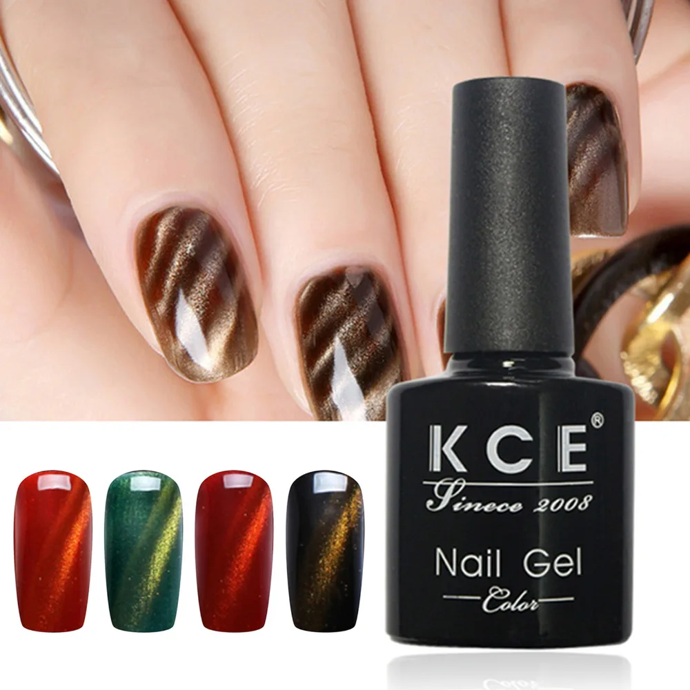 KCE 10ML Chameleon Cat Eye Nail Gel Varnish Color Change 3D Magnetic Lacquer Soak Off UV Polish With Magnet Stick | Красота и