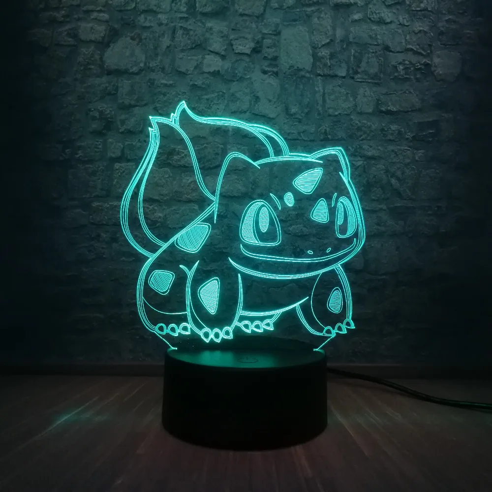 Детский подарок ко Дню 3D мультфильм USB лампа Pokeball Покемон Бульбазавр животных