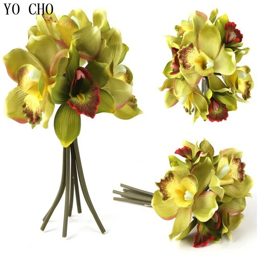 

Kunstbloemen 7 flower heads/piece artificial orchid decoration flower silk flowers for home decoration Free shipping 3 pcs/lots