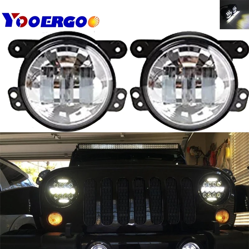 

4 Inch Round Led Fog Light Headlight 30W Projector lens With Halo DRL Lamp For Jeep Wrangler Offroad Jk Dodge Harley Daymaker