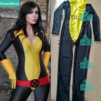 

Free Shipping DHL 2017 Black Yellow X- Men Kitty Pryde Shadowcat Superhero Costume Spandex Catsuit Halloween Cosplay Costume