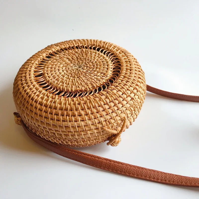 

Fashion Explosion Straw Circle Bags Women Summer Handwoven Bali Round Retro Rattan Straw Beach New Casual Bag Feminina(A)