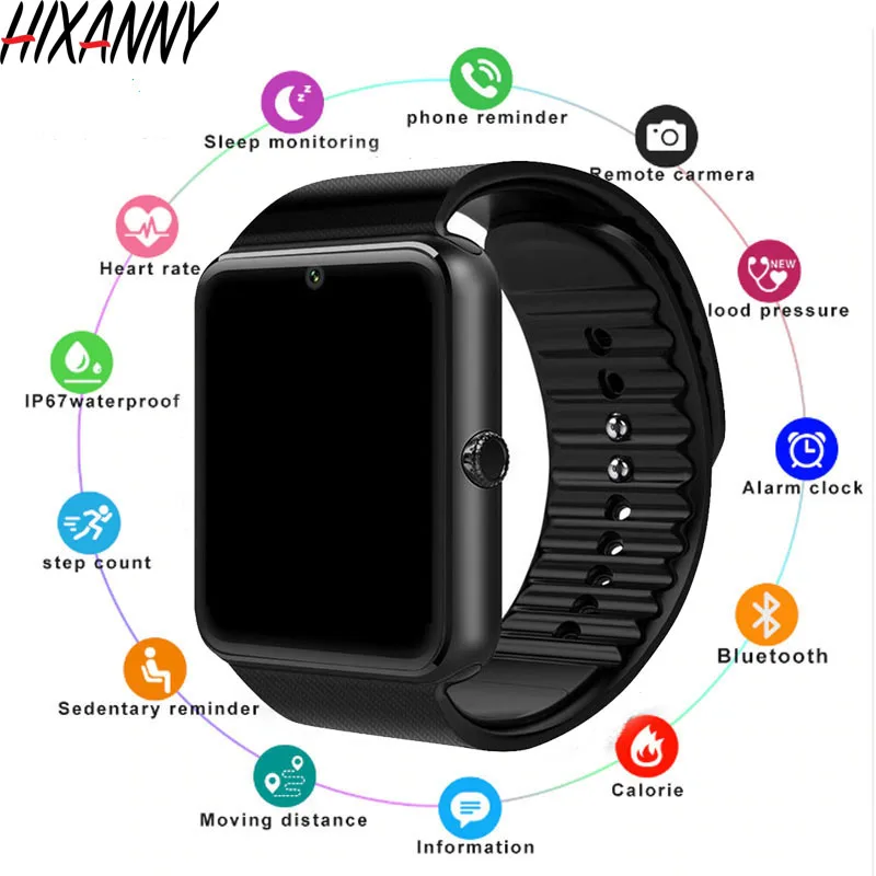 

WristWatch Bluetooth Smart Watch Sport Pedometer With SIM Camera Smartwatch for Android HUAWEI not GT08 DZ09 Reloj Inteligente