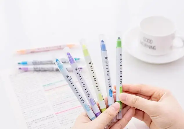 1 шт., японские ручки mildliner, мягкий лайнер, двуглавая флуоресцентная ручка, милый художественный цветной маркер, ручка для рисования, школьные принадлежности