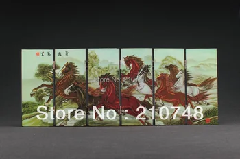 

GORGEOUS DECORATED NEW VINTAGE HANDWORK LACQUER PAINTING 9 HORSE NOBLE SCREEN