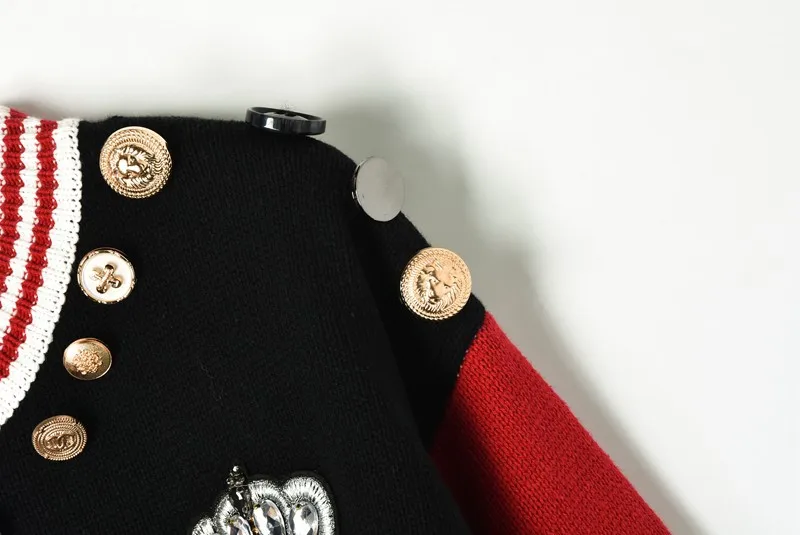 Женский жаккардовый вязаный свитер контрастного цвета с изображением короны кота с цветочной аппликацией пуговицы золотая нить милый свитер женский o-образный вырез пуловеры