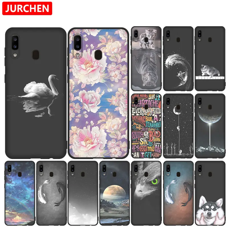 

JURCHEN Cartoon Phone Case For Samsung Galaxy A20E Cover Cute Flower Cat Cover For Samsung Galaxy A20E Dual SIM SM-A202F Case