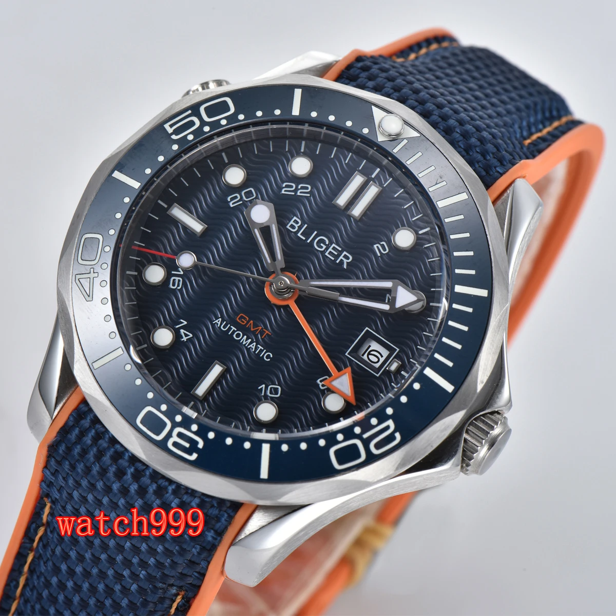 BLIGER 41 мм свет даты GMT сапфировое стекло автоматические мужские повседневные часы