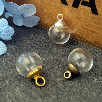 

20sets 10x3mm ball glass globe with cap set glass vial pendant DIY jewelry accessories glass necklace pendant