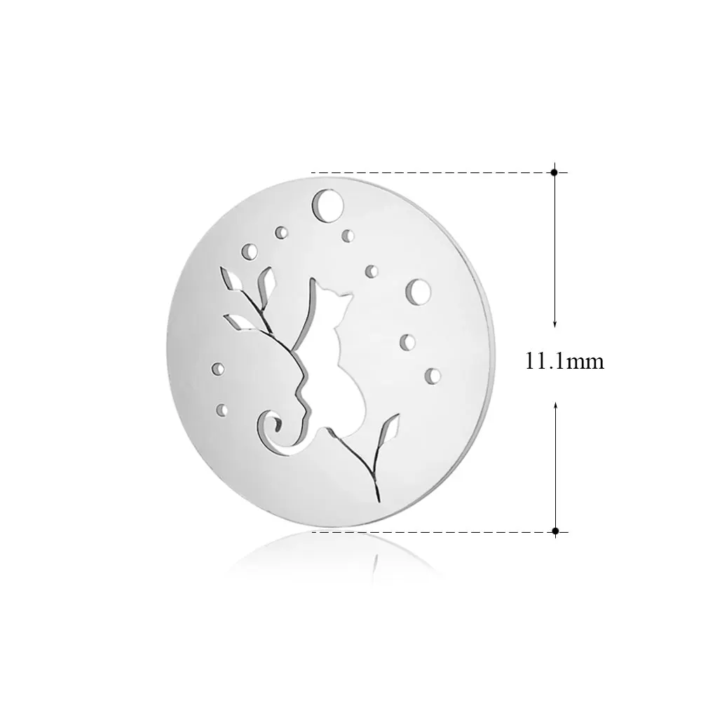 10 шт./лот, 316L, нержавеющая сталь, амулеты, полые, кот в дереве, амулеты, Подвески для изготовления ювелирных изделий, браслет, сделай сам, аксессуары ручной работы - Окраска металла: XT469