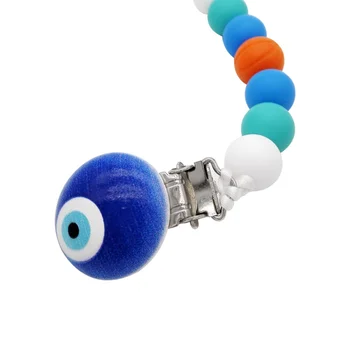 

Nipples Baby Silicone Teething Pacifier Clips Chew Toys with Safe ABS Beads Silicone Pacifier Holder