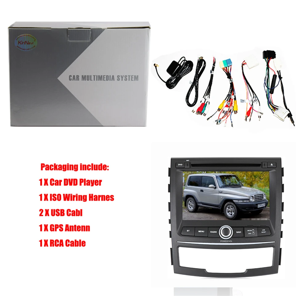 Excellent KiriNavi Octa core 4G LET android 7 2 din for Ssangyong Korando radio gps 2010 - 2013 support 4K Video 4G 5