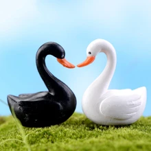 Комплект из 4 предметов ненастоящее животное игрушка черный, белый цвет реалистичные украшения в форме лебедя декор для микро-ландшафта
