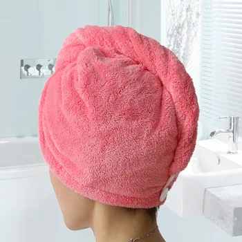 

Women Bathroom Super Absorbent Hair Dry Cap Quick-drying Microfiber Bath Towel Salon Solid Color Towel 25x65cm 2018 type on sale
