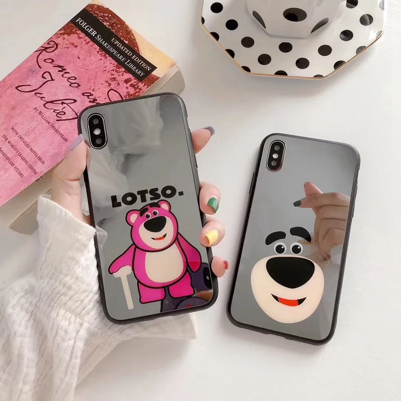 3D stereo mirror cartoon bear mobile phone case for iPhone X S XR MAX 7 8 6 6s plus back cover |