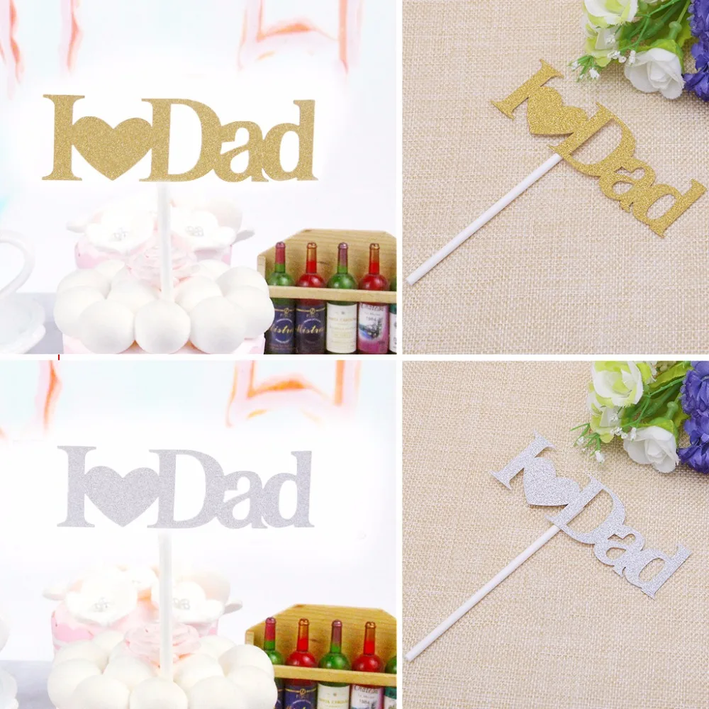 Saya Suka Ayah Ibu Ayah Ulang Tahun Cupcake Kue Topper Glitter Saya Suka Ayah Ibu Ayah Ulang Tahun Cupcake Kue Topper Glitter