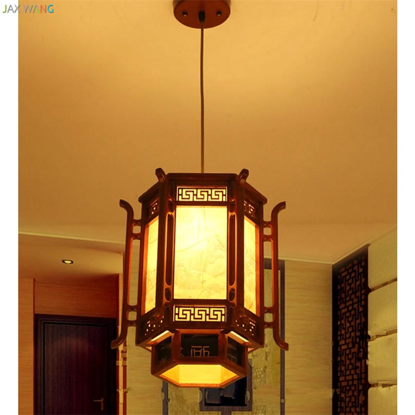 Us 119 14 26 Off Jw Chinese Style Wood Carved Pendant Lights Painting Nostalgia Lamps For Living Room Restaurant Corridor Lantern Lighting Decor In