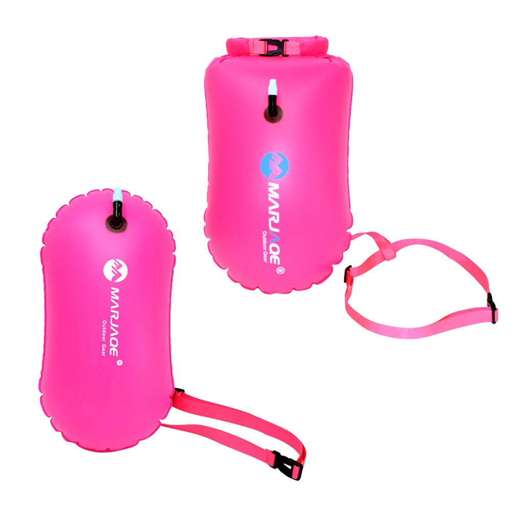 

High Visibility Inflatable Dry Bag Open Water Swim Float Tow Bag Rose Red