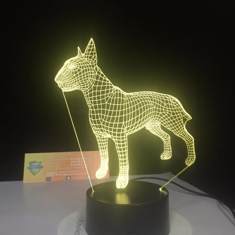 USB лампа в виде собаки Бультерьера 7 цветов|Ночники| |