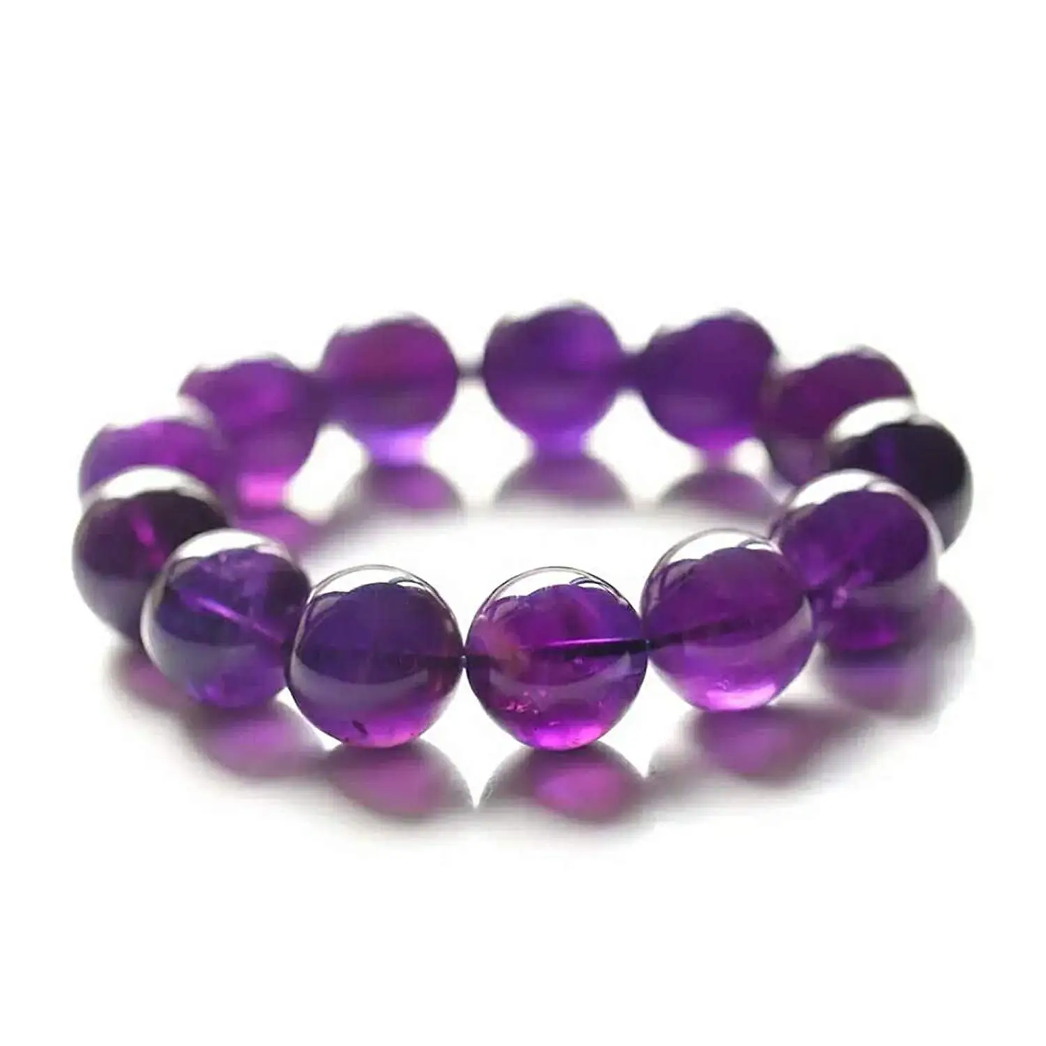 

16mm Natural Amethyst Bracelet for Women Men Gemstone Purple Crystal Quartz Round Beads AAAA