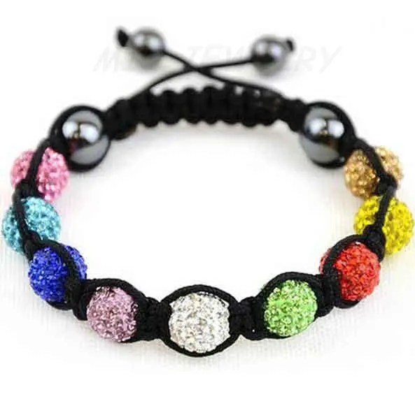 Lowest price! Multicolour 10mm 9 x Crystal Pave Beads crystal bracelet. fashion handmade
