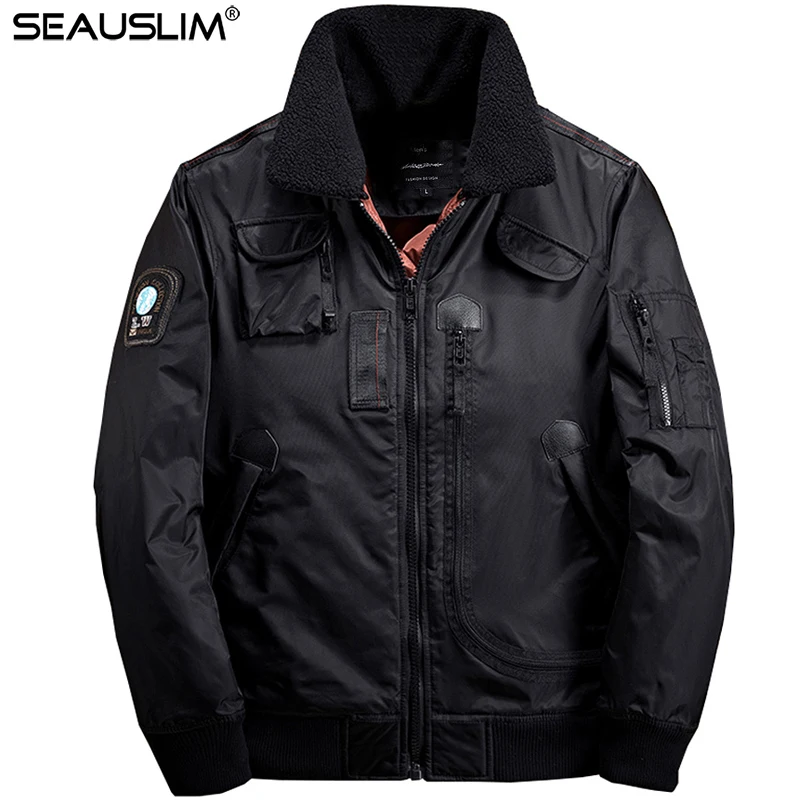 SEAUSLIM Men Bomber Jacket Thick Winter Parkas Clothe Army Military