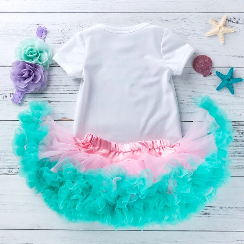 Комплект с юбкой-пачкой «Русалочка» для маленьких девочек на День рождения; Детский костюм; кружевные юбки; повязка на голову; летняя одежда для маленьких девочек; Одежда для младенцев