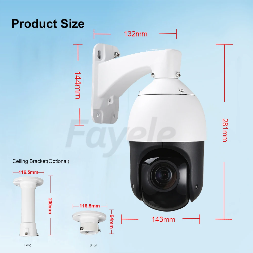 Mini Speed Dome 5MP PTZ Camera 30X Zoom POE 2MP 1080P IP Camera 5 Megapixels P2P View IR100M H.265