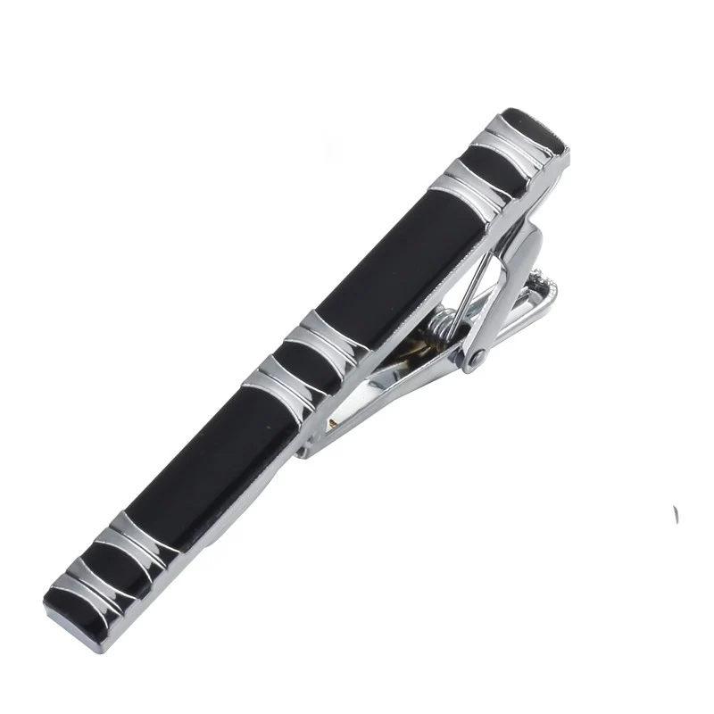New high quality men's business suit, Silver Stripe Black Tie clip