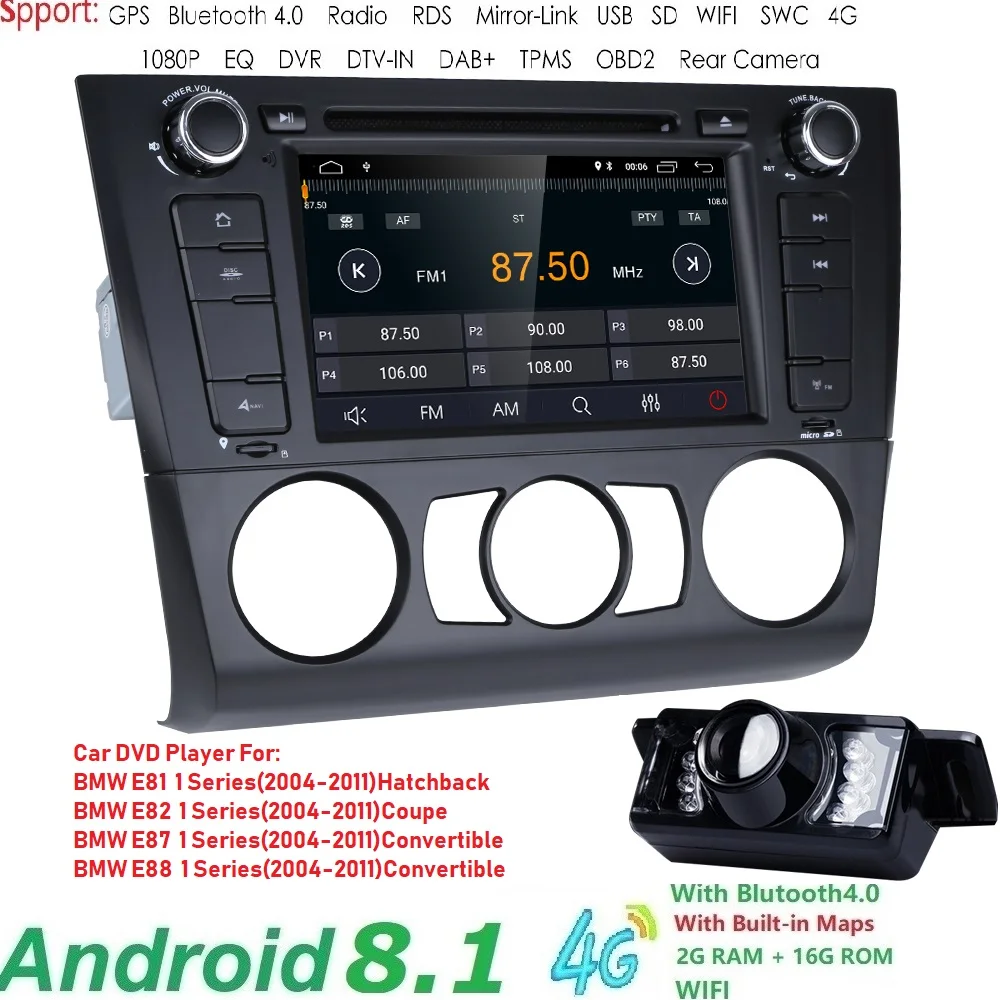 

Free shipping Android8.1 Car Multimedia for BMW E81 E82 E88 2004-2011 1 Series with 2G RAM Radio AMP SWC DVR RDS DAB DVBT 4GWIFI