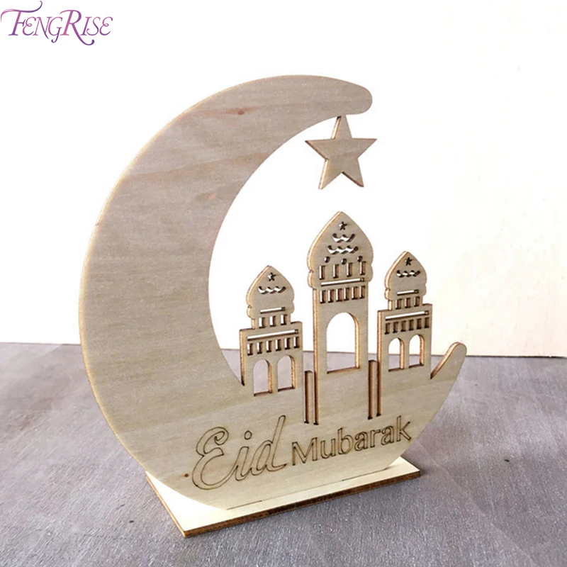 

Ramadan Wooden Craft With Led Light Eid Mubarak Decoration For Home Moon Islam Muslim Hanging Pendant Festival Party Supplies