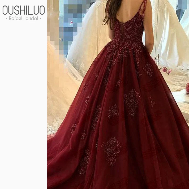 Роскошные красные тюлевые пышные трапециевидные платья для Quinceanera платье 2019