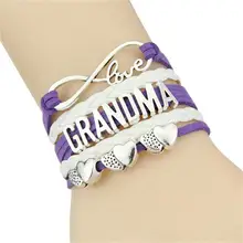 Бесконечная любовь Бабушка Подвеска для браслета в форме сердца браслет, женская бижутерия кожаные браслеты и браслеты подарок для бабушки Прямая