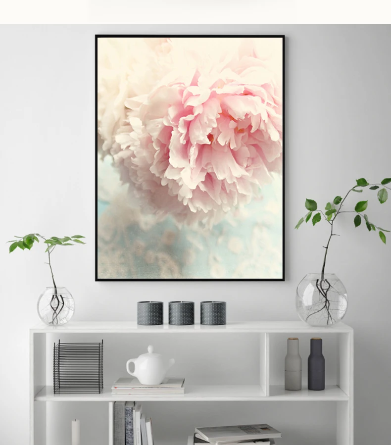 

Nordic Style Pink Peony Canvas Painting Poster Modern Decor Wall Art Picture For Living Room Bedroom Dinning Room Aisle Entrance