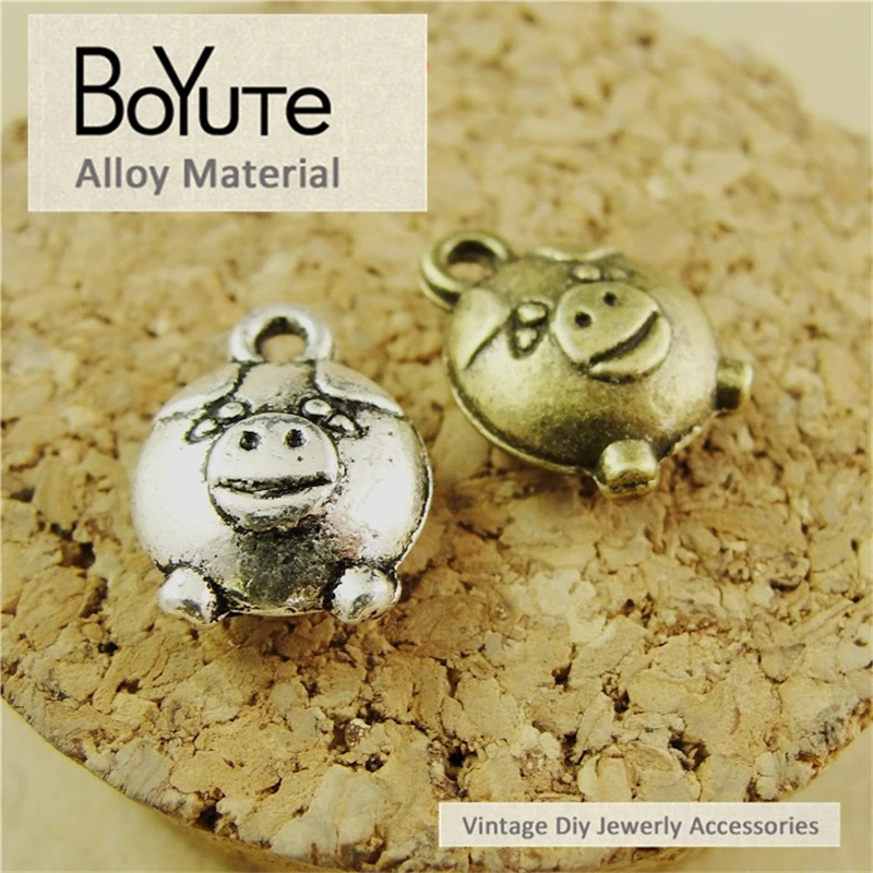 BoYuTe (100 шт./лот) 10*14 мм Винтажный стиль античная бронза Посеребренная голова свиньи