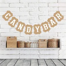 3M Candy Bar Kraft papel cartón banderines guirnalda Vintage boda decoración signo Baby Shower cumpleaños fiesta Envío Directo