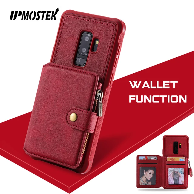 Best Offers UPMOSTEK Luxury Leather Flip Case For Samsung Galaxy S9 S9 Plus Card Holder Back Flip Cover For Samsung S8 S8 Plus Wallet Cases 