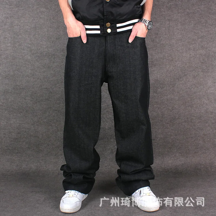 Свободные джинсы в стиле хип-хоп мужские джинсы с принтом Мужская одежда Большие размеры прямые брюки хип-хоп одежда для хип-хопа Флокирование