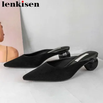 

2019 new natural leather slip on mules oxford high fashion streetwear lay woman art design high heels elegant lady pumps L10