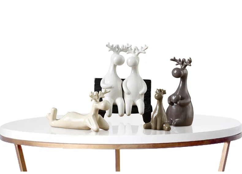 Креативная керамическая статуя оленя для семьи, домашний декор, украшение комнаты, украшение "Лось", фарфоровые статуэтки животных, свадебные украшения