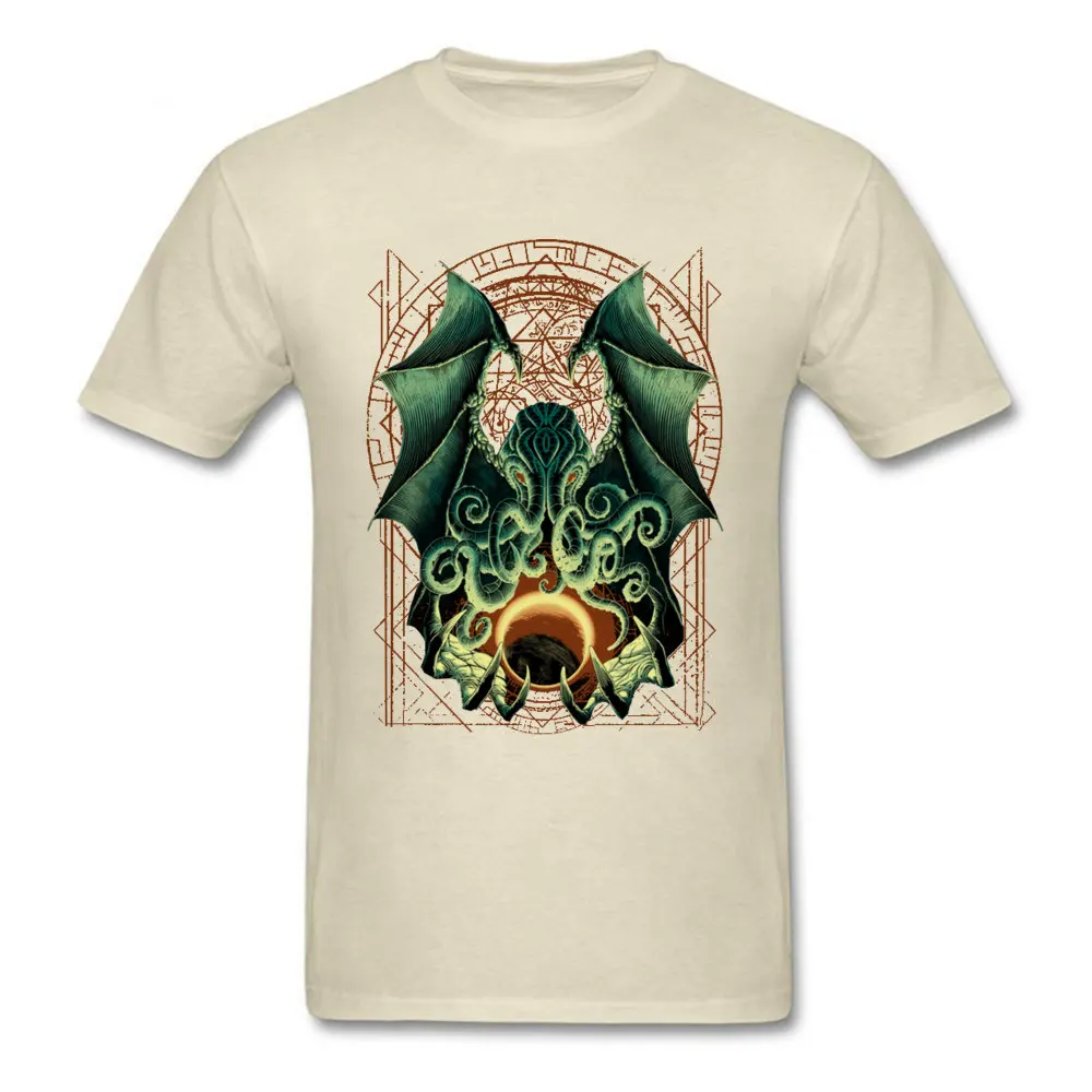Printed CTHULHU-0601 Printed On Short Sleeve Labor Day Tees 2018 Hot Sale Round Neck Pure Cotton Sweatshirts Men T Shirts CTHULHU-0601 beige