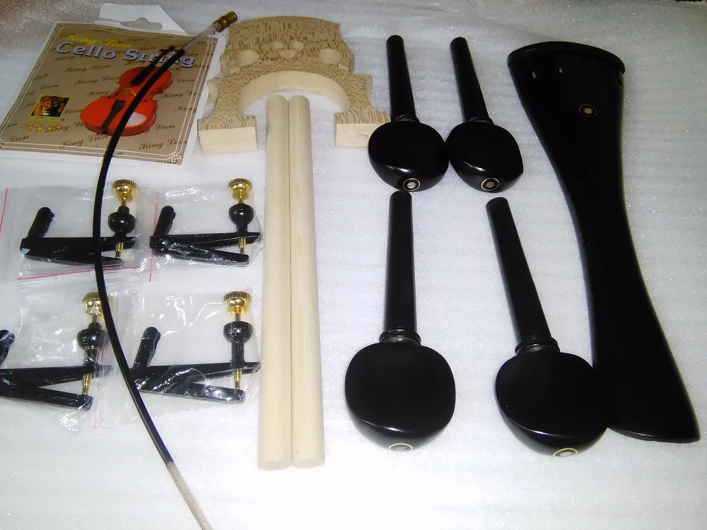 1 Set Quality Ebony Cello Parts 4/4 SFC10 With fine tuner sound post