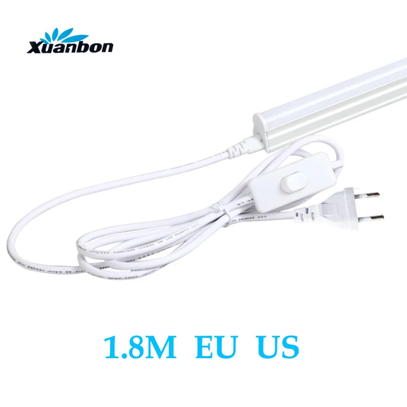 

T8 T5 3 core integrated lamp tube connector switch 1.8M /30CM power supply line LED lamp socket EU plug connection line